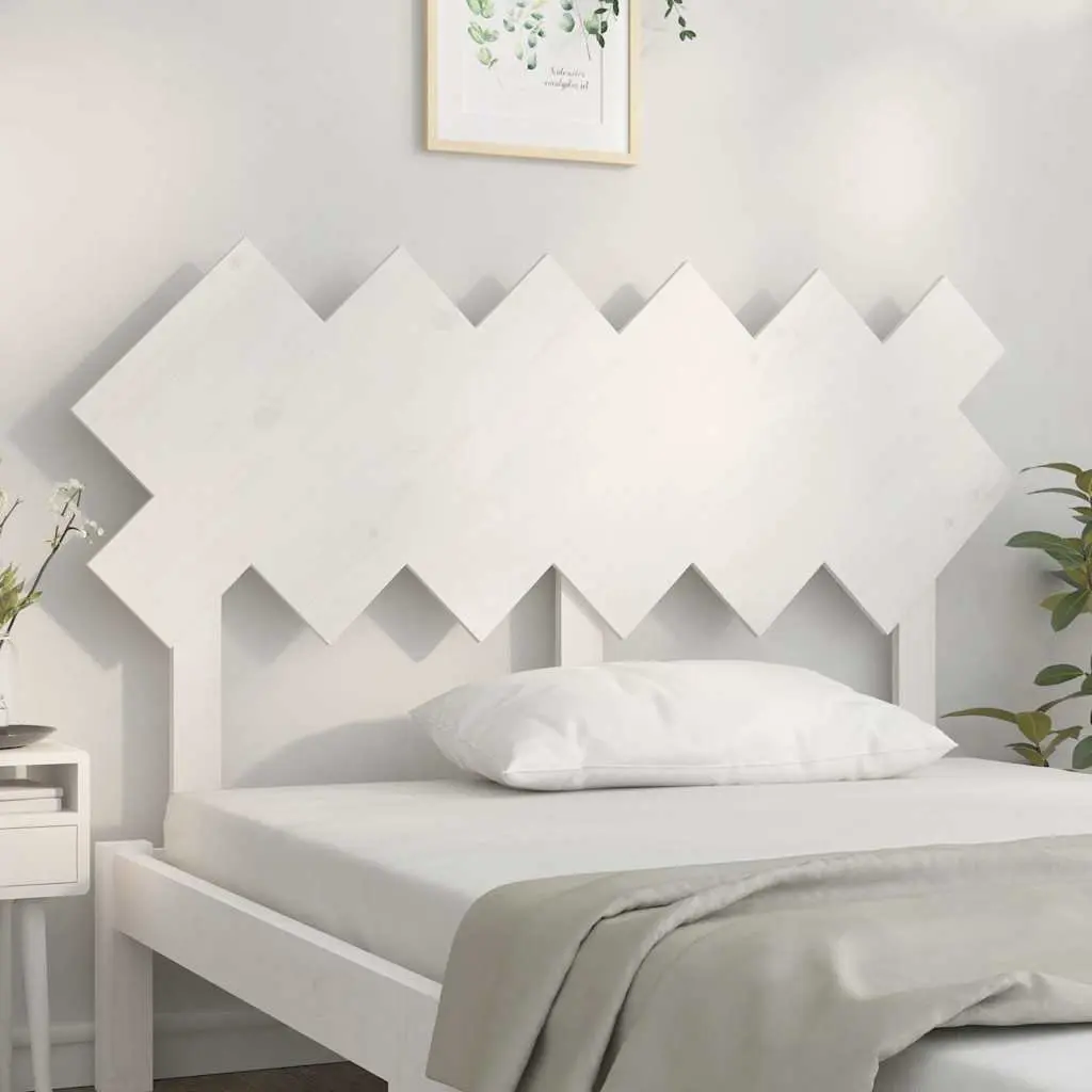 Bed Headboard Solid Pine Wood 132 cm White Wall Mount