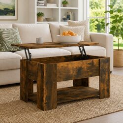 Coffee Table Lift Top Brown Engineered Wood Storage Living Room Furniture