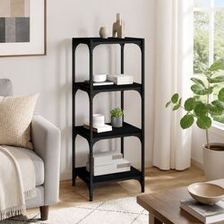 Book Cabinet Black 40x33x100 cm Storage Shelving Unit 4 Shelf Industrial Style