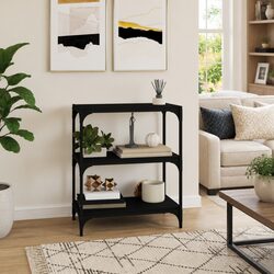 Book Cabinet Black 60x33x70.5cm Storage Shelf Industrial Style 3 Shelves