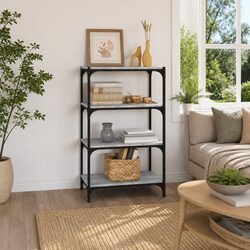 Book Cabinet Grey Sonoma 60x33x100cm Storage Shelf 4 Shelves Industrial Style