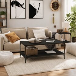 Coffee Table Black 80x50x40 cm Living Room Sofa Side Table Storage Furniture