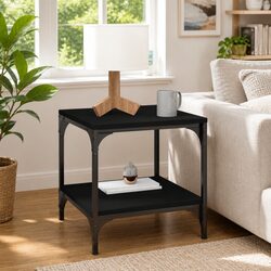 Industrial Side Table Black 40x40x40cm Living Room Accent Coffee Furniture