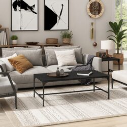 Black Coffee Table 100x50x35 cm Industrial Style Living Room Accent Furniture
