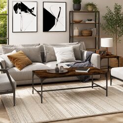 Coffee Table Industrial Design Brown Engineered Wood Steel Frame Living Room