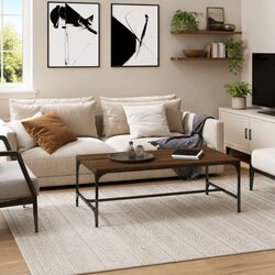 Coffee Table Brown Oak 80x50x35 cm Industrial Living Room Accent Furniture