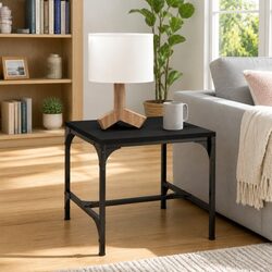 Black Coffee Table 50x50x35 cm Industrial Style Living Room Accent Furniture