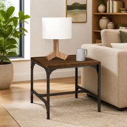 Coffee Table Brown Oak 50x50x35 cm Industrial Style Living Room Accent Furniture