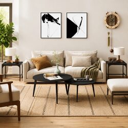 Side Tables 2 pcs Black 40x40x35 cm Living Room Accent Coffee Table Set