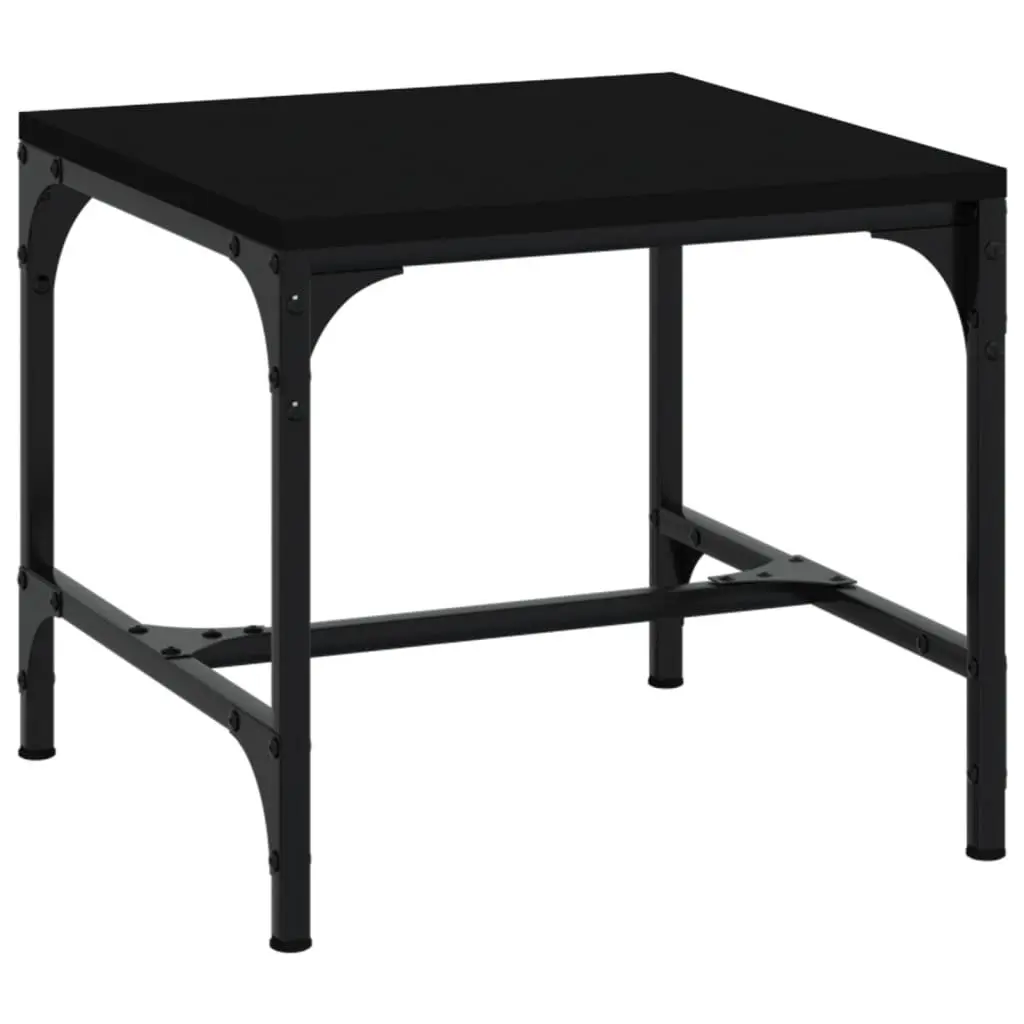 Side Tables 2 pcs Black Engineered Wood Top Steel Frame 40x40x35 cm Living Room Accent Coffee Table Set