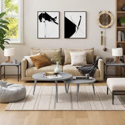Side Tables 2 pcs Grey 40x40x35 cm Industrial Living Room Accent Furniture