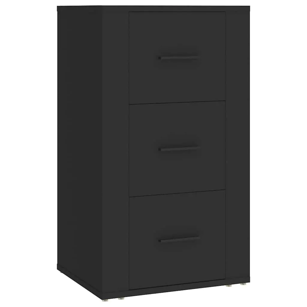 Sideboard Cabinet Black Storage Furniture Engineered Wood 3 Drawers