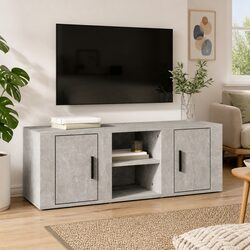 TV Cabinet Grey Concrete 100x31.5x35cm Engineered Wood Media Storage Unit