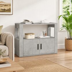 Sideboard Storage Cabinet Grey Engineered Wood Buffet Living Room Organiser