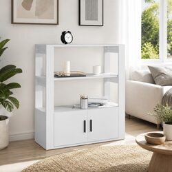 Sideboard White 80x30x90 cm Storage Cabinet Engineered Wood Shelves Doors