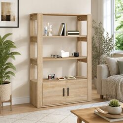 Sideboard Brown Storage Cabinet with Shelves and Doors Living Room Furniture