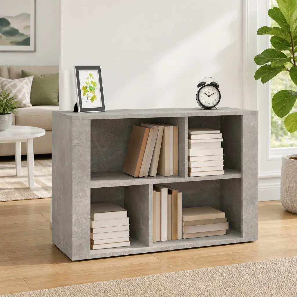 Sideboard Grey Storage Cabinet Engineered Wood Living Room Furniture