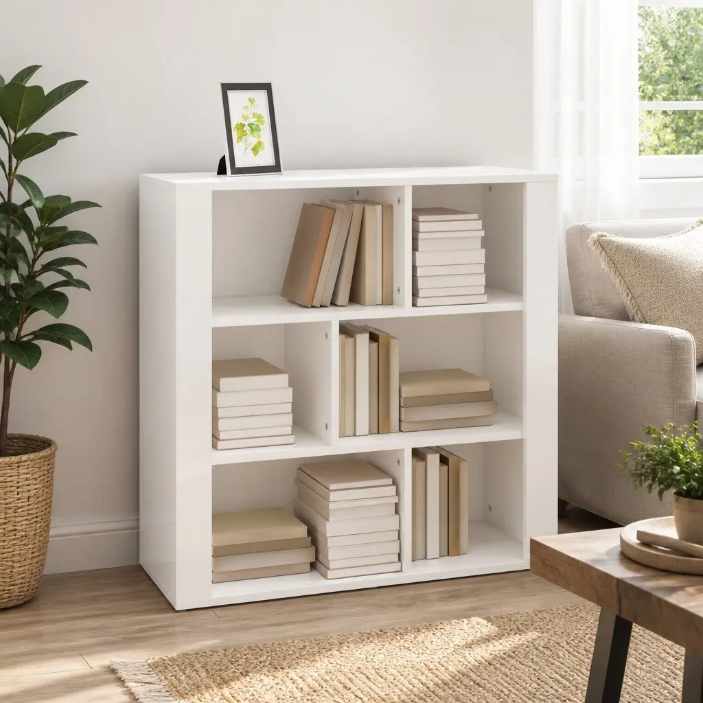 Sideboard High Gloss White Storage Cabinet Engineered Wood Living Room 80x30x80 cm