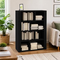 Sideboard Black Storage Cabinet Living Room Furniture Engineered Wood