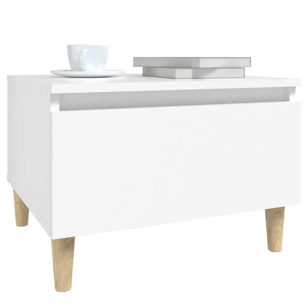 White End Table with Drawer Storage Scandinavian Style Living Room Accent