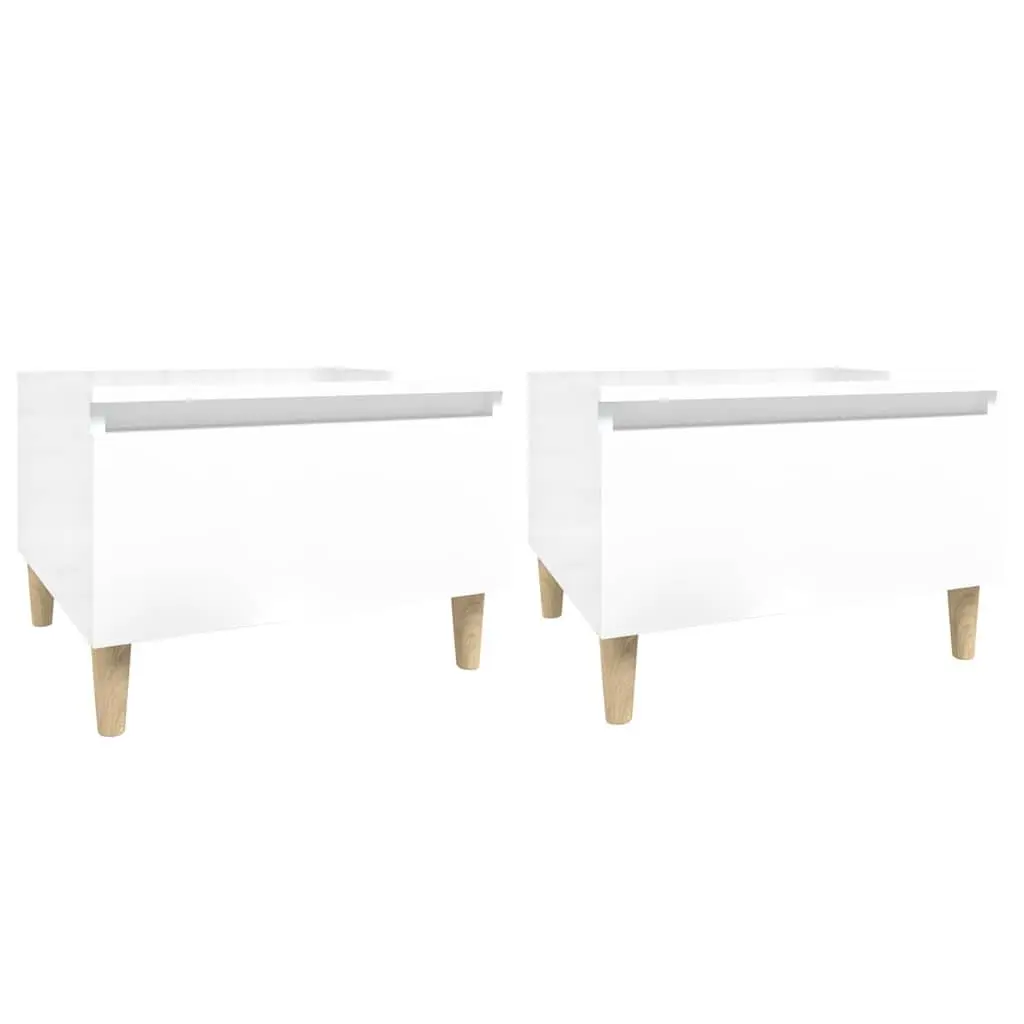 End Tables Side Tables 2 pcs High Gloss White Engineered Wood Living Room Accent
