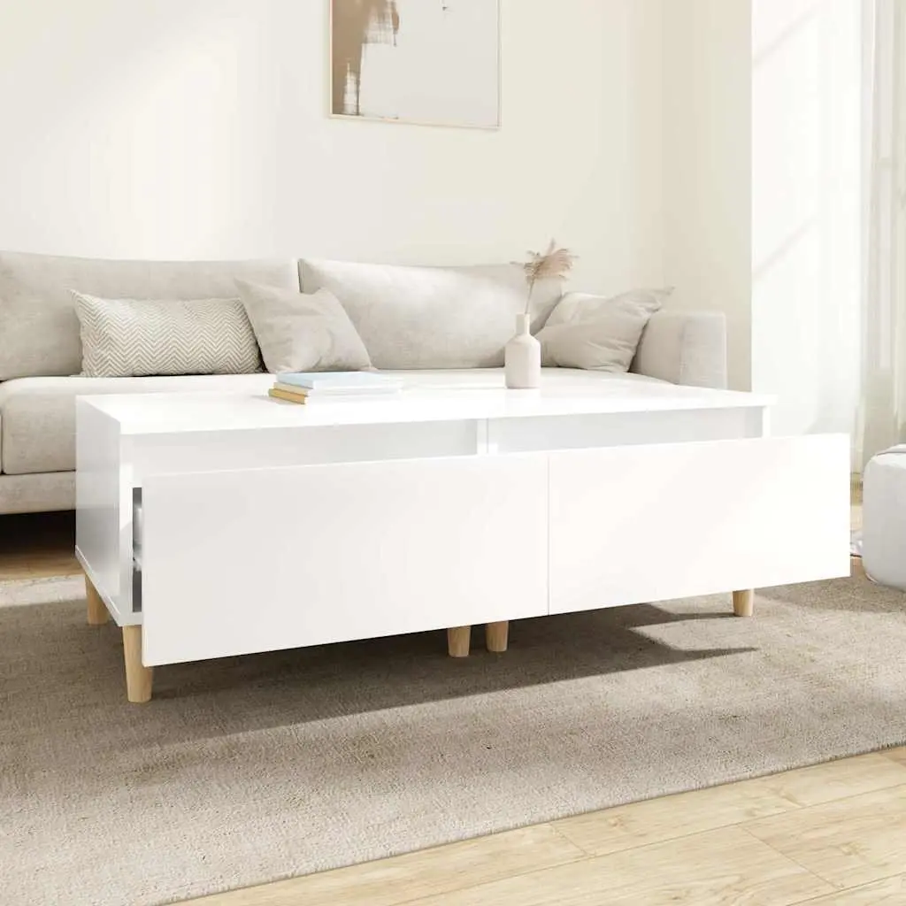 End Tables Side Tables 2 pcs High Gloss White Engineered Wood Living Room Accent