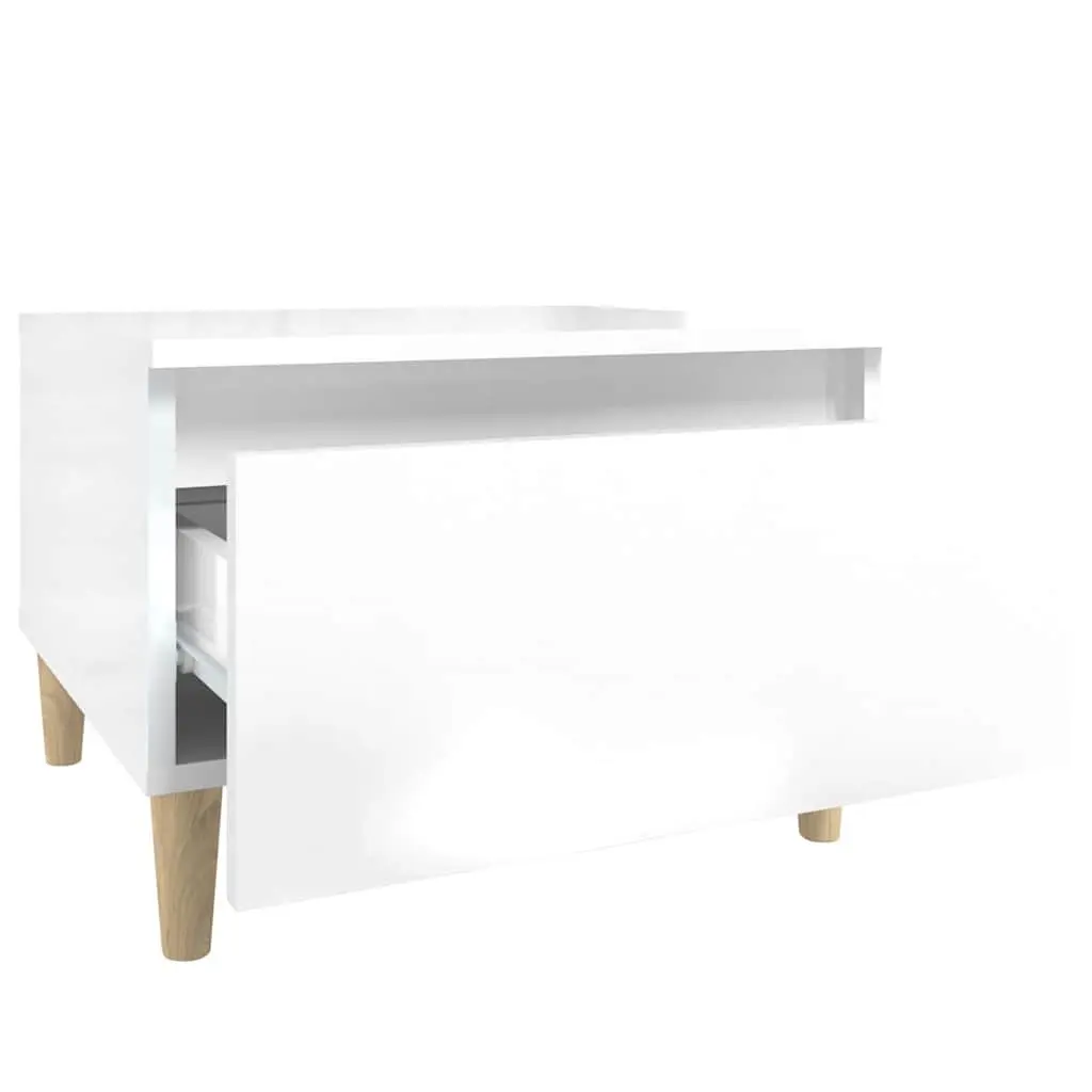 End Tables Side Tables 2 pcs High Gloss White Engineered Wood Living Room Accent