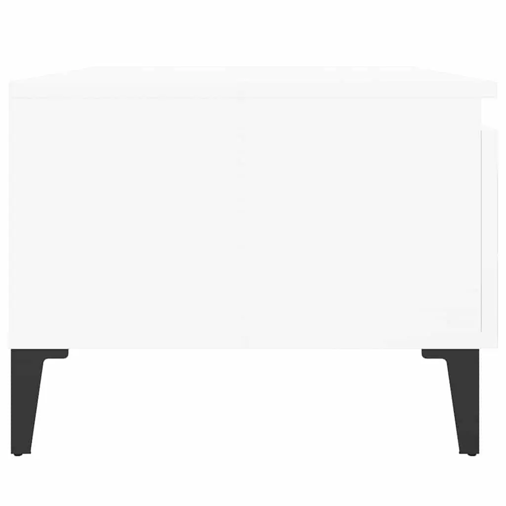 Side Tables Set of 2 High Gloss White End Tables with Drawer Storage 50x46x35cm