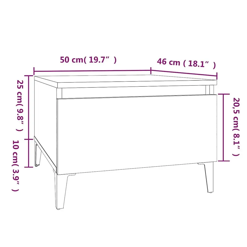 Side Tables Set of 2 High Gloss White End Tables with Drawer Storage 50x46x35cm