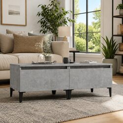 End Tables Set of 2 Grey Engineered Wood Accent Side Tables Drawer Storage