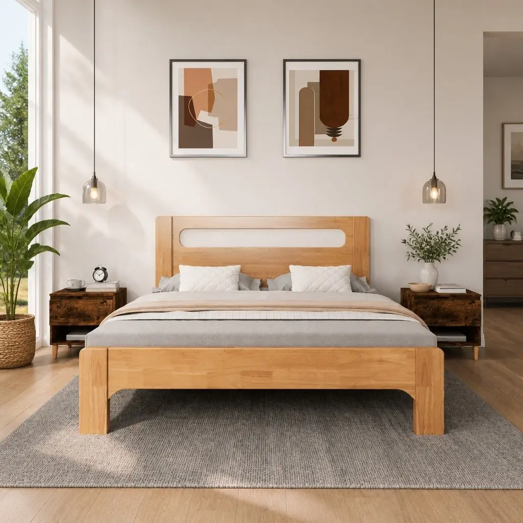 Bedside Tables Set of 2 Engineered Wood Brown Nightstands Bedroom Storage