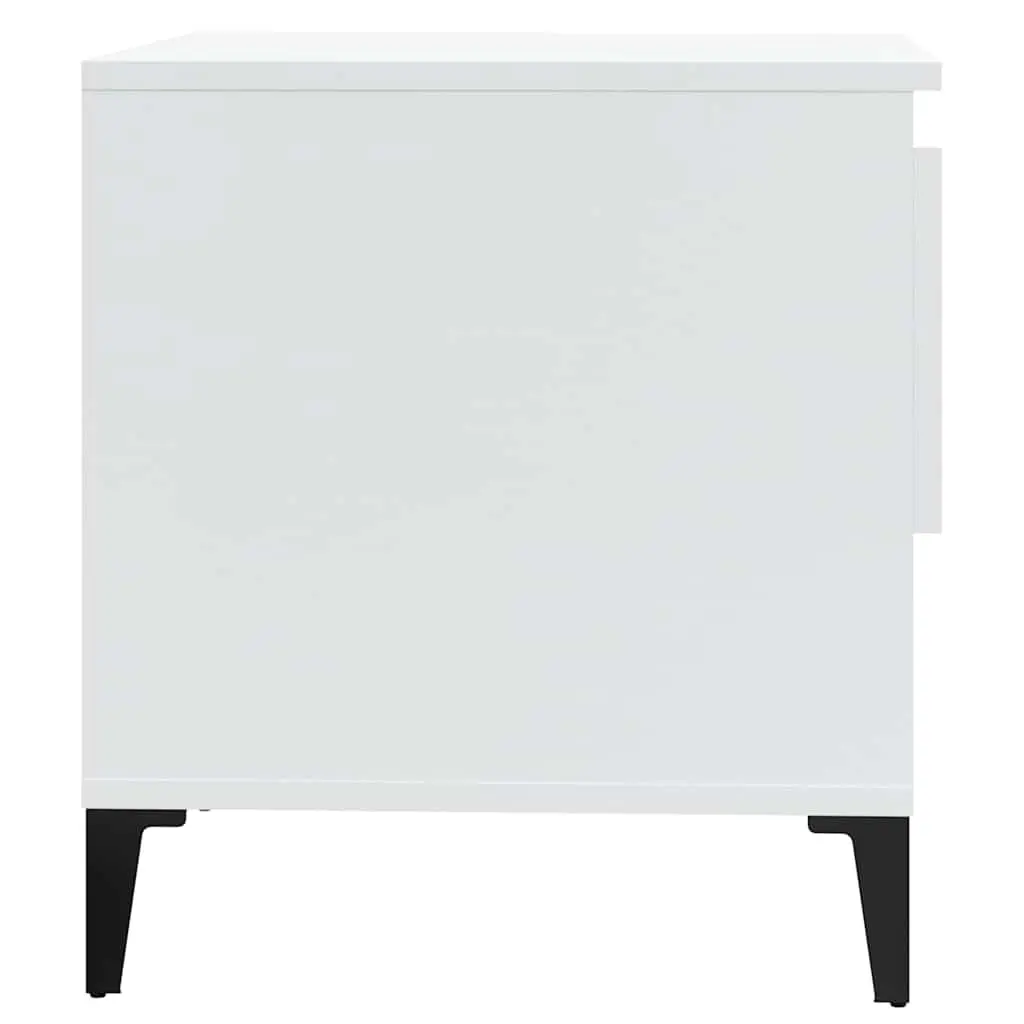 End Tables 2 Pieces White High Gloss Storage Drawer Compartment