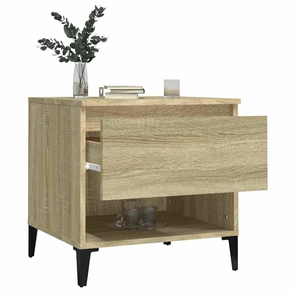 End Table Side Table with Storage Drawer Brown Engineered Wood
