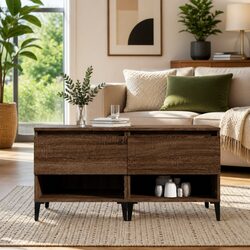 End Tables 2 pcs Brown Oak Engineered Wood Side Tables with Drawer Storage