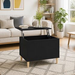 Lift-Top Coffee Table Black 60x44.5x45 cm Hidden Storage Compartment Accent