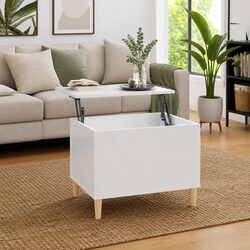Coffee Table Lift Top White High Gloss Engineered Wood Storage Compartment
