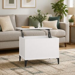 Lift-Top Coffee Table White 60x44.5x45cm Storage Compartment Living Room