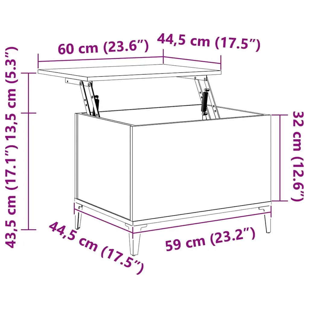 Lift-Top Coffee Table Black Modern Living Room Accent Storage Engineered Wood
