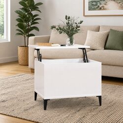 Coffee Table with Lift Top Hidden Storage White 60x44.5x45 cm Engineered Wood