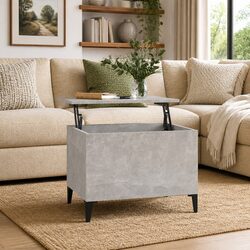 Lift Top Coffee Table Grey Engineered Wood Storage Compartment Living Room