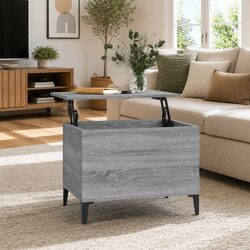 Lift-Top Coffee Table Grey Sonoma Engineered Wood Storage Compartment Furniture