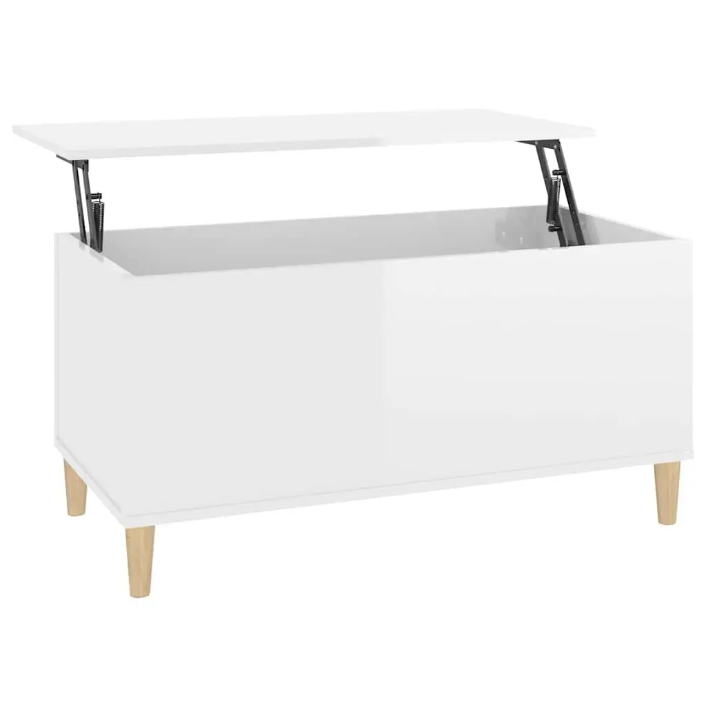 Coffee Table Lift Top White High Gloss 90x44.5x45cm