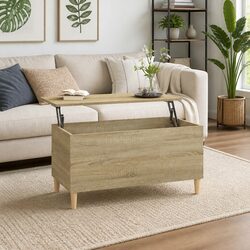 Lift-Top Coffee Table with Storage Compartment Brown Engineered Wood Living Room