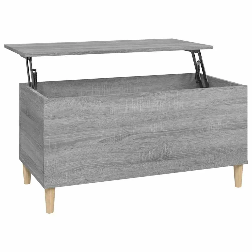 Lift-Top Coffee Table Grey Engineered Wood Storage Compartment