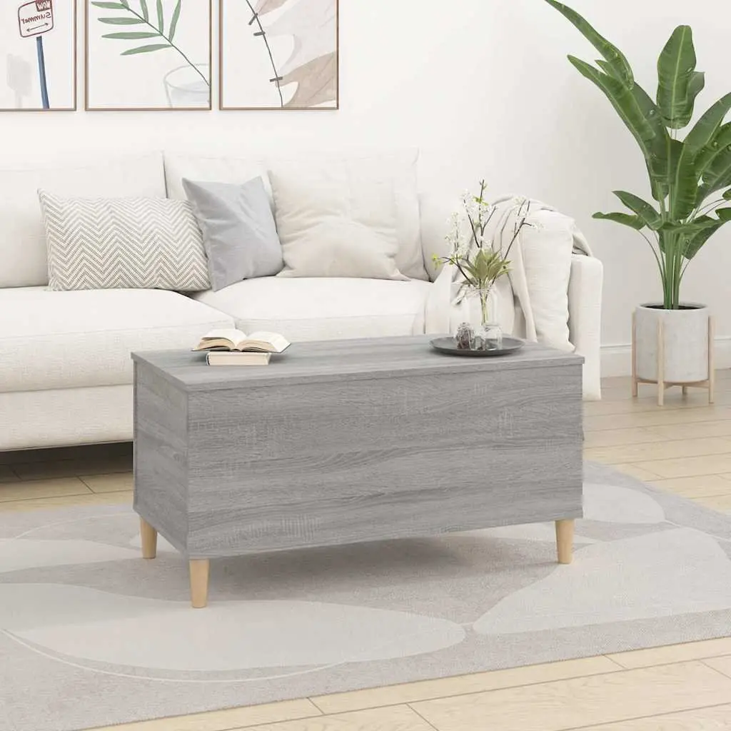 Lift-Top Coffee Table Grey Engineered Wood Storage Compartment