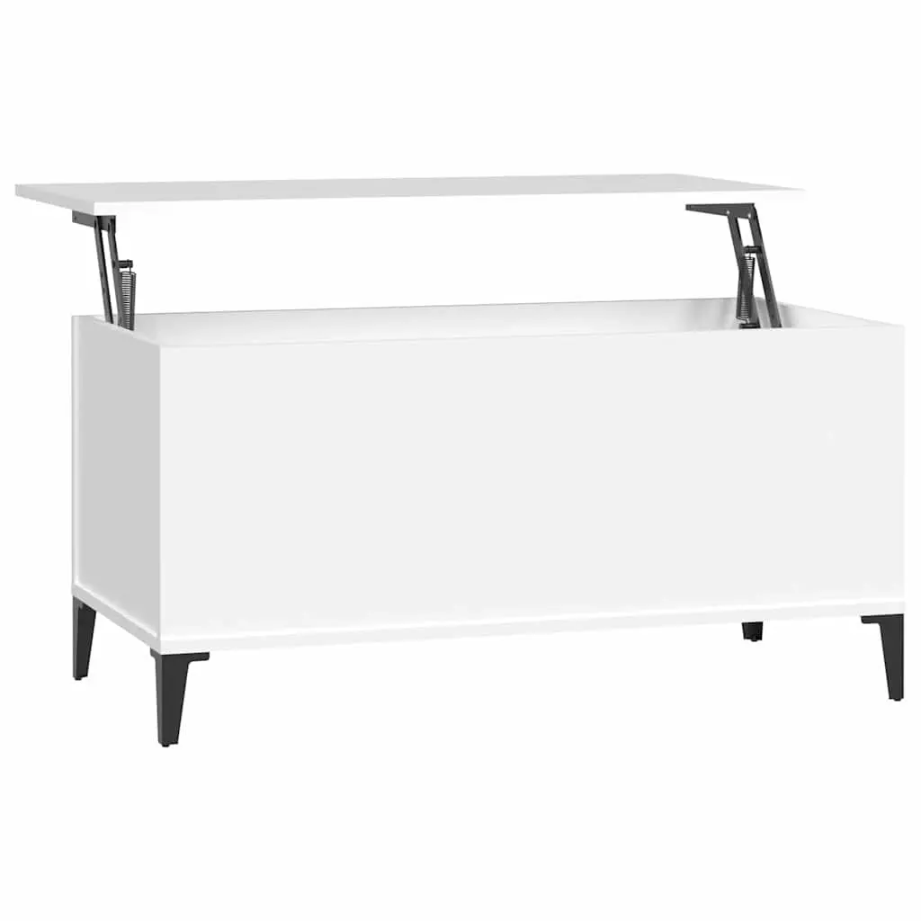 Lift-Top Coffee Table White 90x44.5x45 cm Storage Compartment Engineered Wood