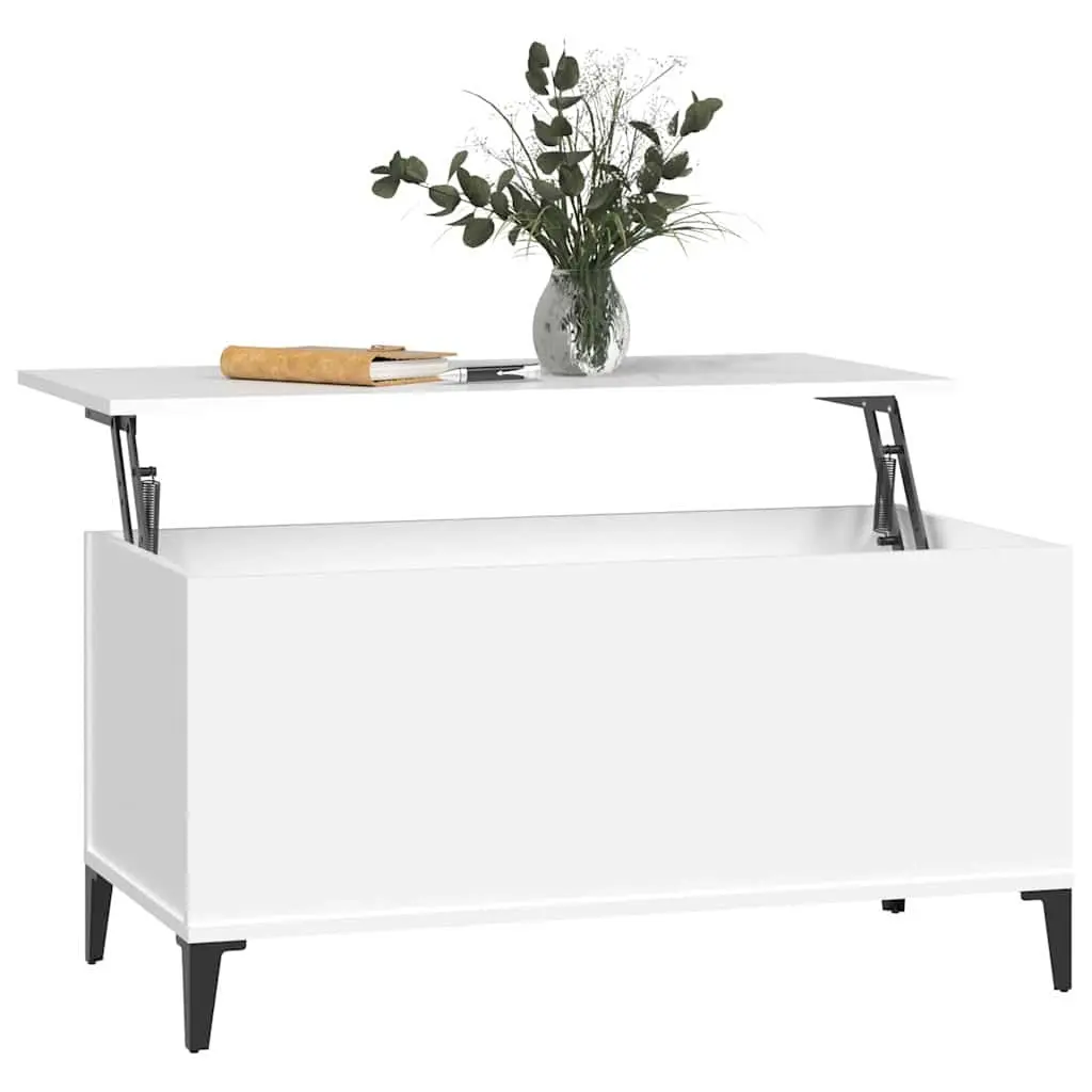 Lift-Top Coffee Table White 90x44.5x45 cm Storage Compartment Engineered Wood