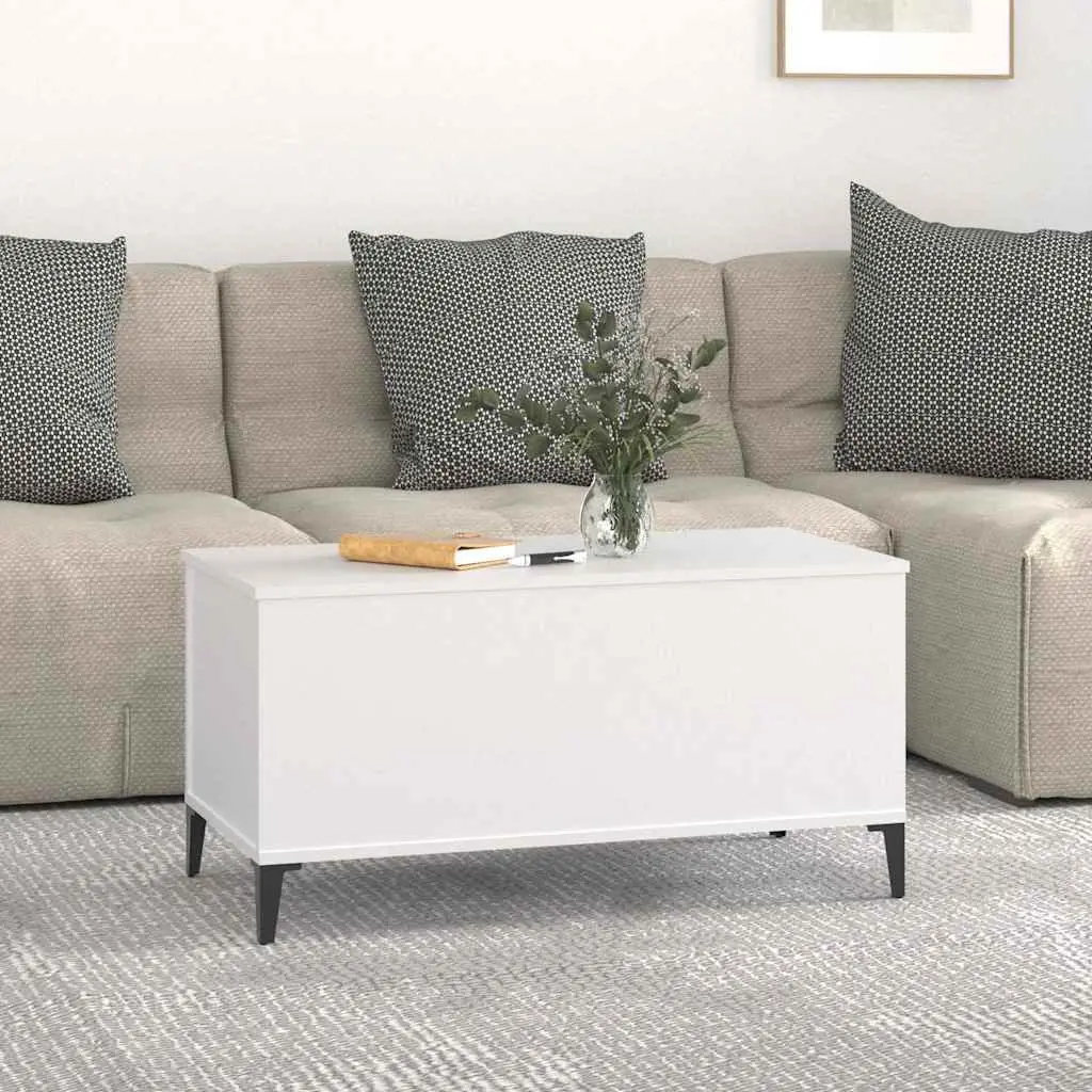 Lift-Top Coffee Table White 90x44.5x45 cm Storage Compartment Engineered Wood