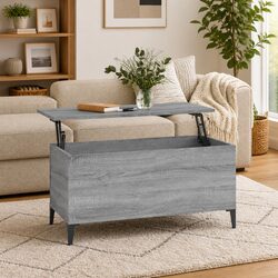 Lift-Top Coffee Table Grey Sonoma Engineered Wood Storage Compartment Living