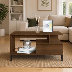 Coffee Table Brown Oak 90x49x45 cm Living Room Furniture Storage Display